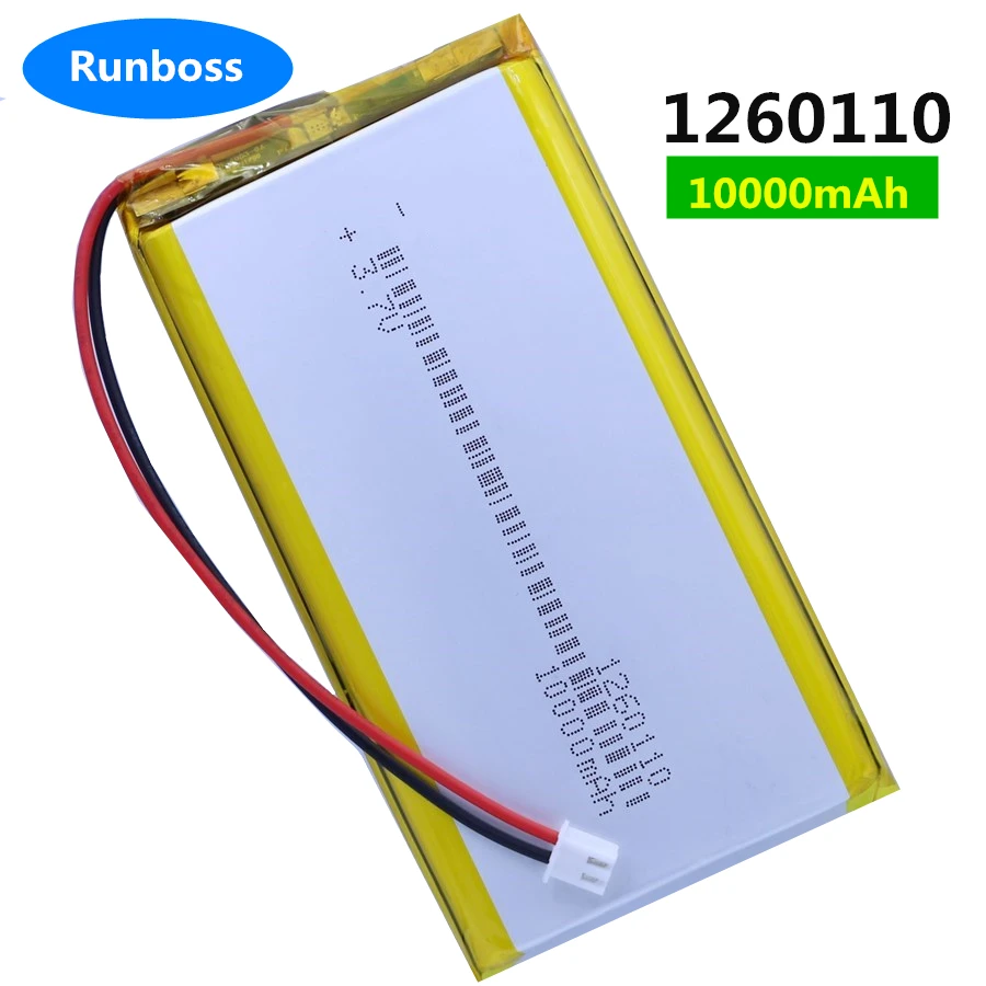 High Quality 3.7V 10000mAh 1260110 Rechargeable Polymer Batteries Lipo Li-Po for Toy Power Bank GPS Laptop Camping Lights Diy