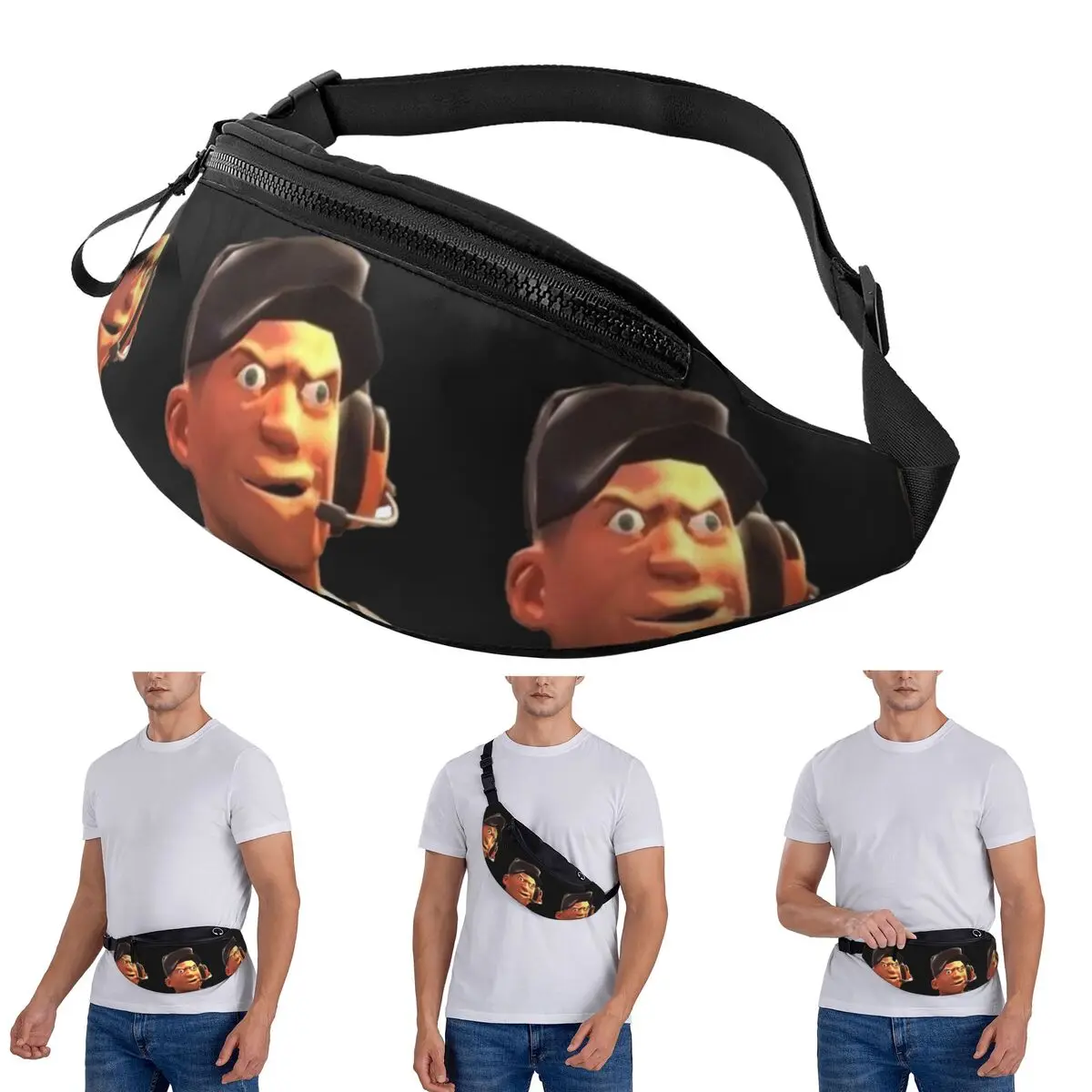 

Crossbody Waist Bag Team Fortress 2 TF2 Scout Gmod Face Funny Meme Men Women Fanny Pack Travel Running Money Phone Pouch