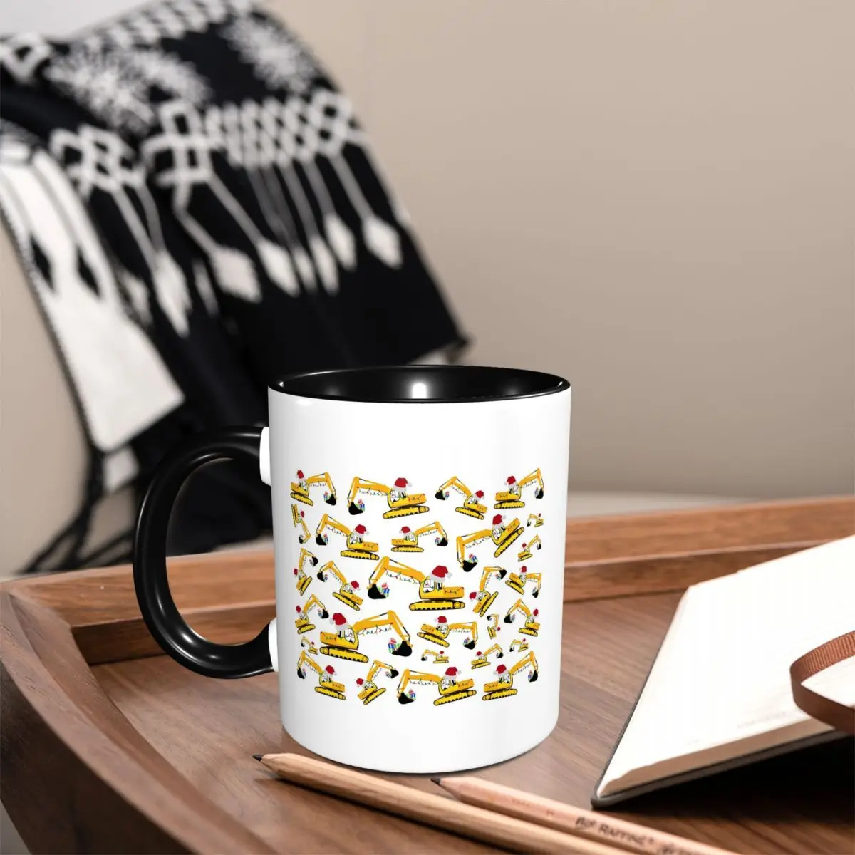 Christmas Excavator Construction Truck Mug Funny Ceramic Coffee Cups Tea Mugs Milk Cup Drinkware Gift for Friends