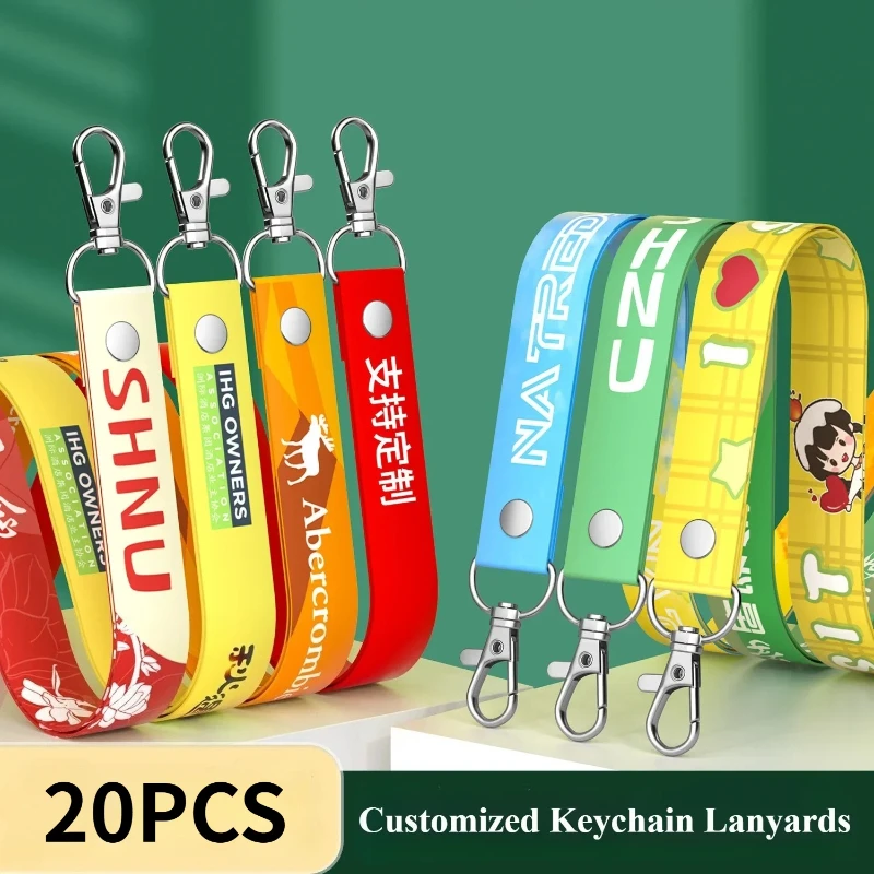 20pcs-customized-neck-hanging-lanyards-anti-lost-clasp-rope-keychain-polyester-strap-2cm-width-thickened-full-coloful-printing