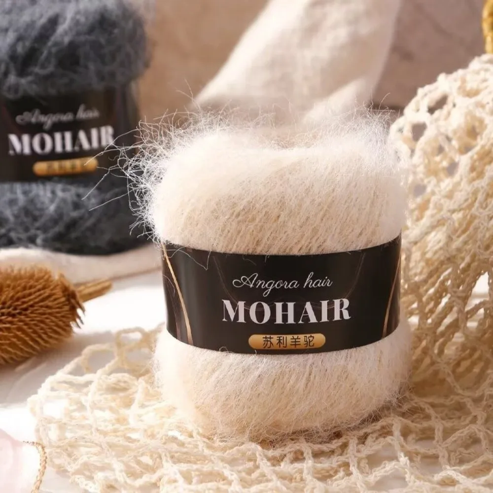 Fil à tricoter en mélange de coton, alpaga et mohair, à poils longs, fait main, doux et moelleux, pour tricot et crochet