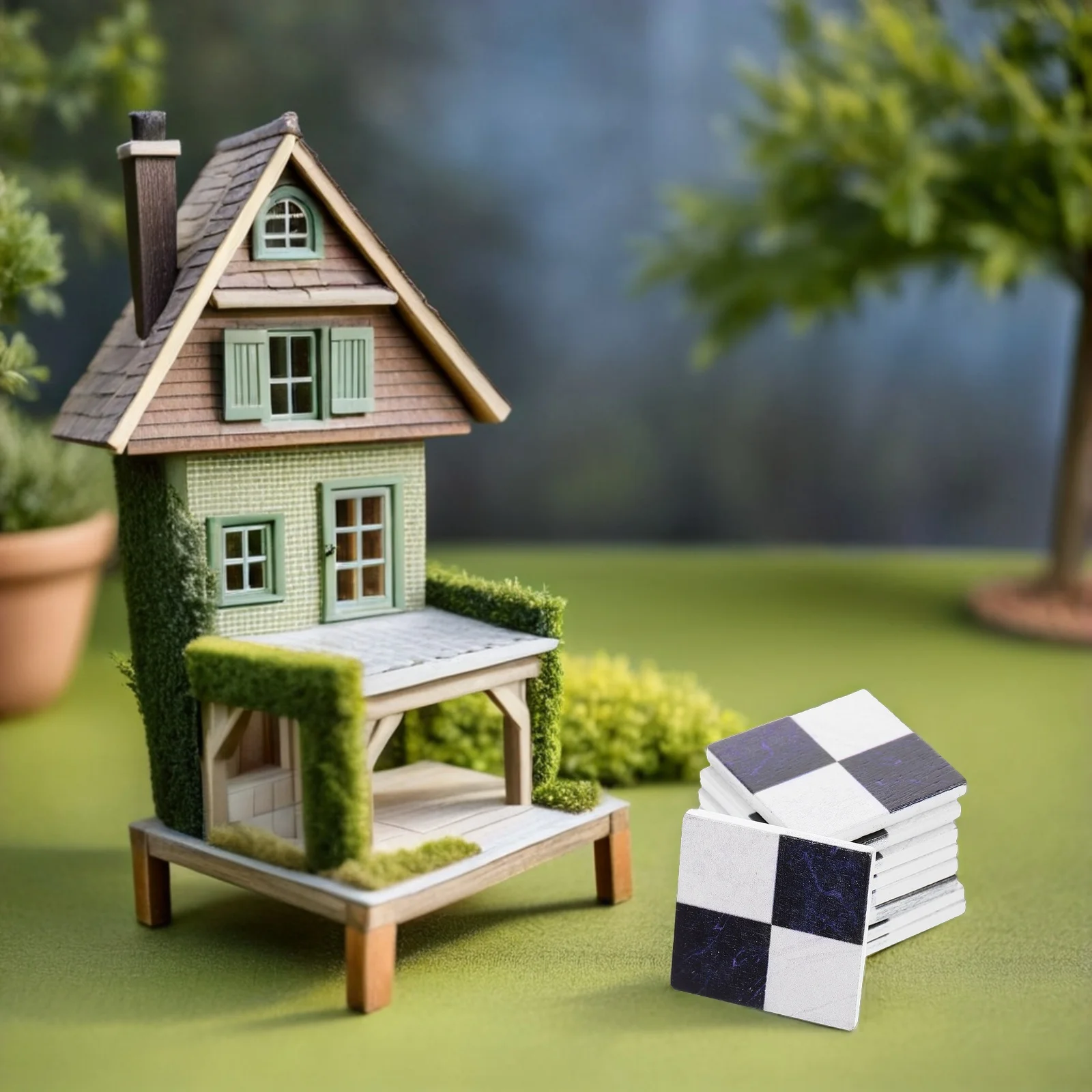 45pcs 미니어처 바닥 타일 현실적인 나뭇결 Diy 인형 집 바닥재 조경 장식용 경량 작은 사각형