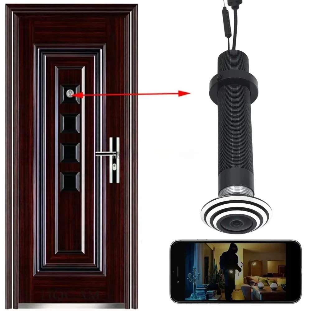 

WiFi 16mm Diameter Door Wireless Camera Eye-hole V380 Mini Peephole Security Door Cat Eye Wide Angle 170Degree P2P ON VIF RTSP