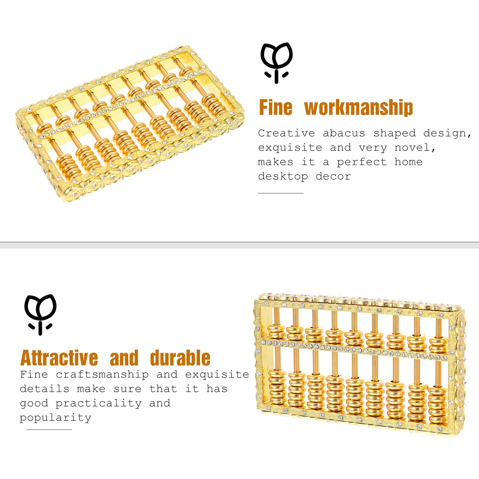 

Golden Abacus Ornament Zinc Alloy Creative Shape Desktop Decor For Home Furnishings Tabletop Adornment Wealth Symbol Retro