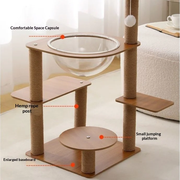 Árbol rascador para gatos con cama y plataforma de salto - imagen 2