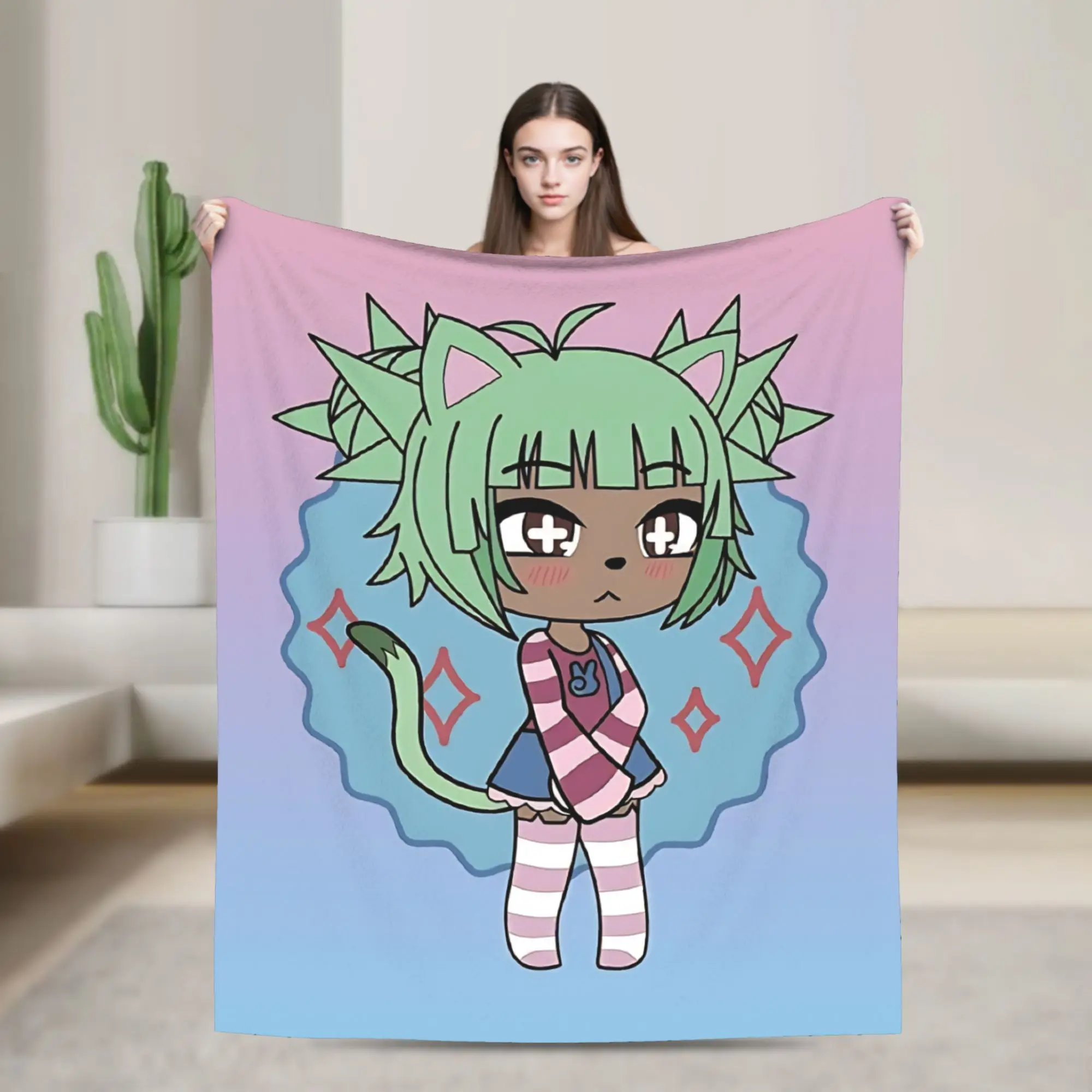 

Gacha Series Flannel Blankets Super Soft Throw Blanket for Outdoor Picnic Comfortable Bedspread Sofa Bed Cover