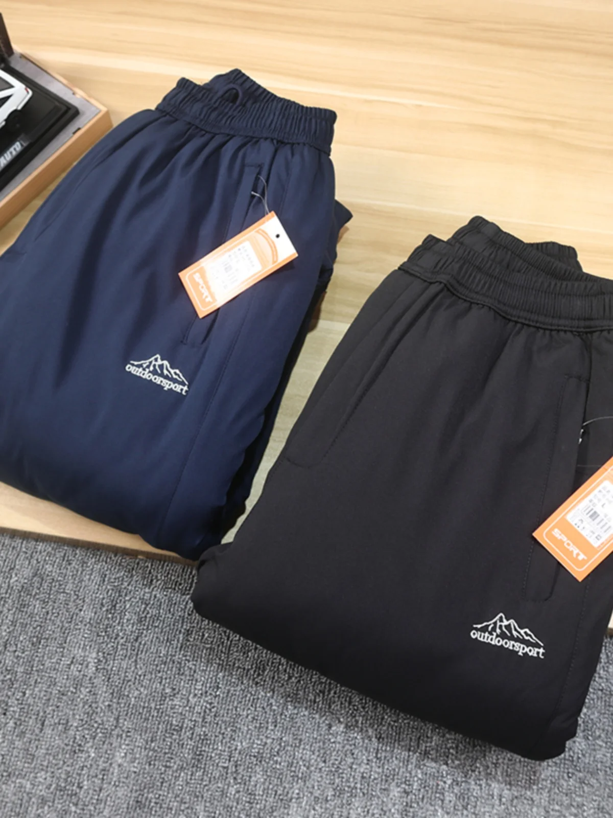 

Men's Winter Cotton Pants Elastic Waist Thermal Windproof Filling Sewing Casual Trousers Youth Sle Long Pants Slim Fit