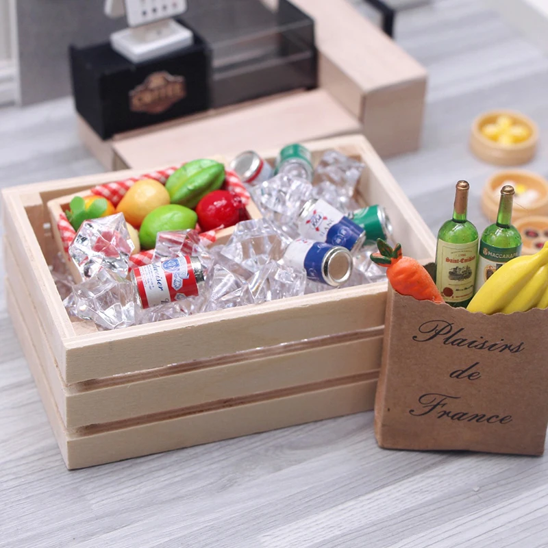 1:12 Poppenhuis Mini Houten Opbergmand Miniatuur Voedsel Fruit En Groente Opbergmand Poppenhuis Decoratie Rekwisieten