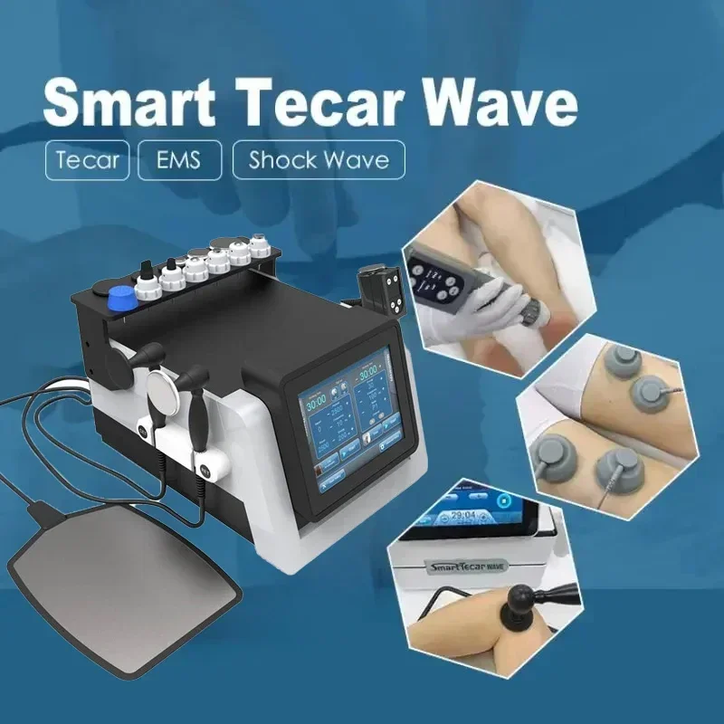 Máquina de Fisioterapia, 3 em 1, 448kHz, CET, RET, Tecar, EMShock, Fisioterapia, Equipamento Eletromagnético para Alívio da Dor