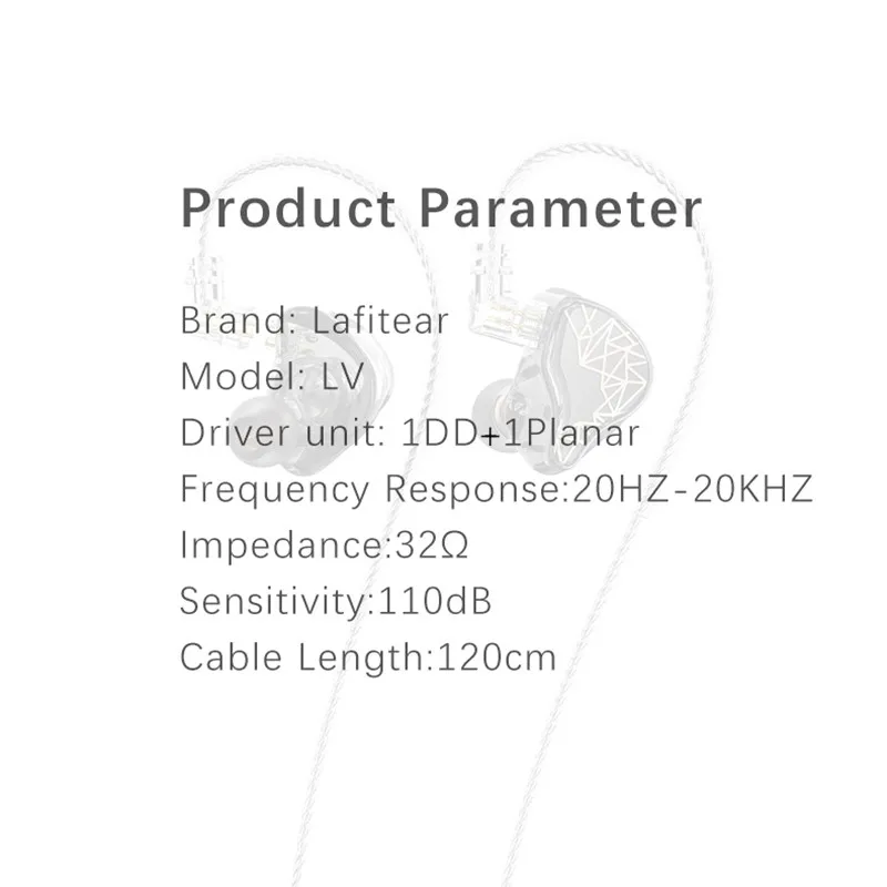 سماعة Lafitear LV 1 Planar + 1DD Dynamic Driver HiFi داخل الأذن IEM Earbud كابل مفرد من النحاس الكريستالي مع ميكروفون
