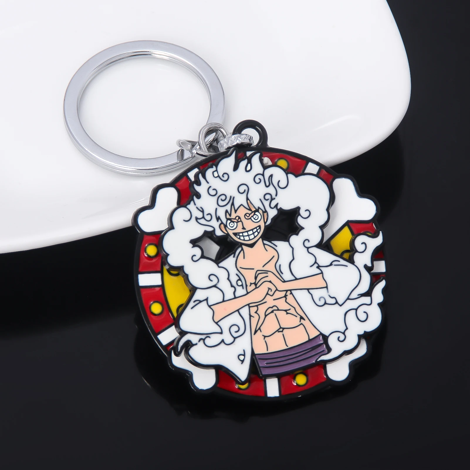 سلسلة مفاتيح معدنية لطيفة من المينا للرجال والنساء ، قلادة كرتونية قابلة للدوران ، إكسسوارات تأثيري ، حلقة مفاتيح على ظهره ، إكسسوارات مجوهرات ، هدايا مراوح