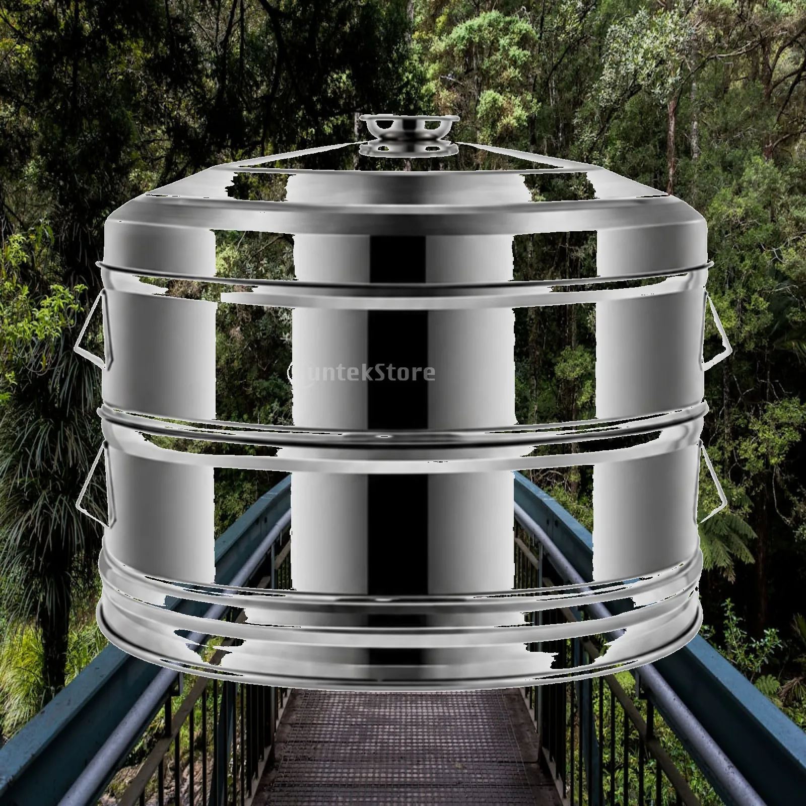 Double Layer Stainless Steel Steamer Pot for Dumplings Vegetables Fish with Perforated Trays