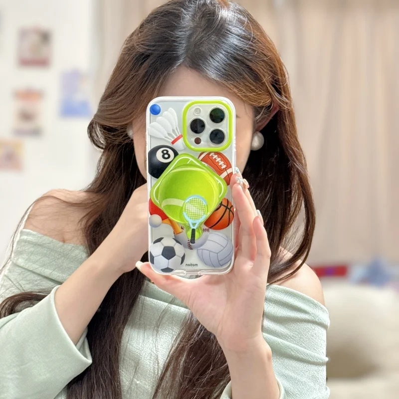 

Korean Cute Tennis Rotation For Magsafe Magnetic Phone Griptok Grip Tok Stand For iPhone 15 Wireless Charging Case Holder