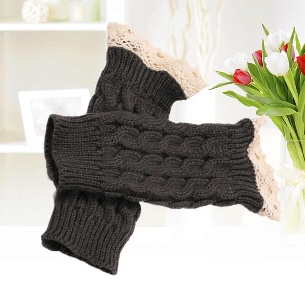 قفازات شتوية محبوكة بأكمام أذرع تبريد بدون أصابع دافئة طويلة لتدفئة الذراع للنساء ناعمة قابلة للتنفس لحماية الطقس البارد داكن #5