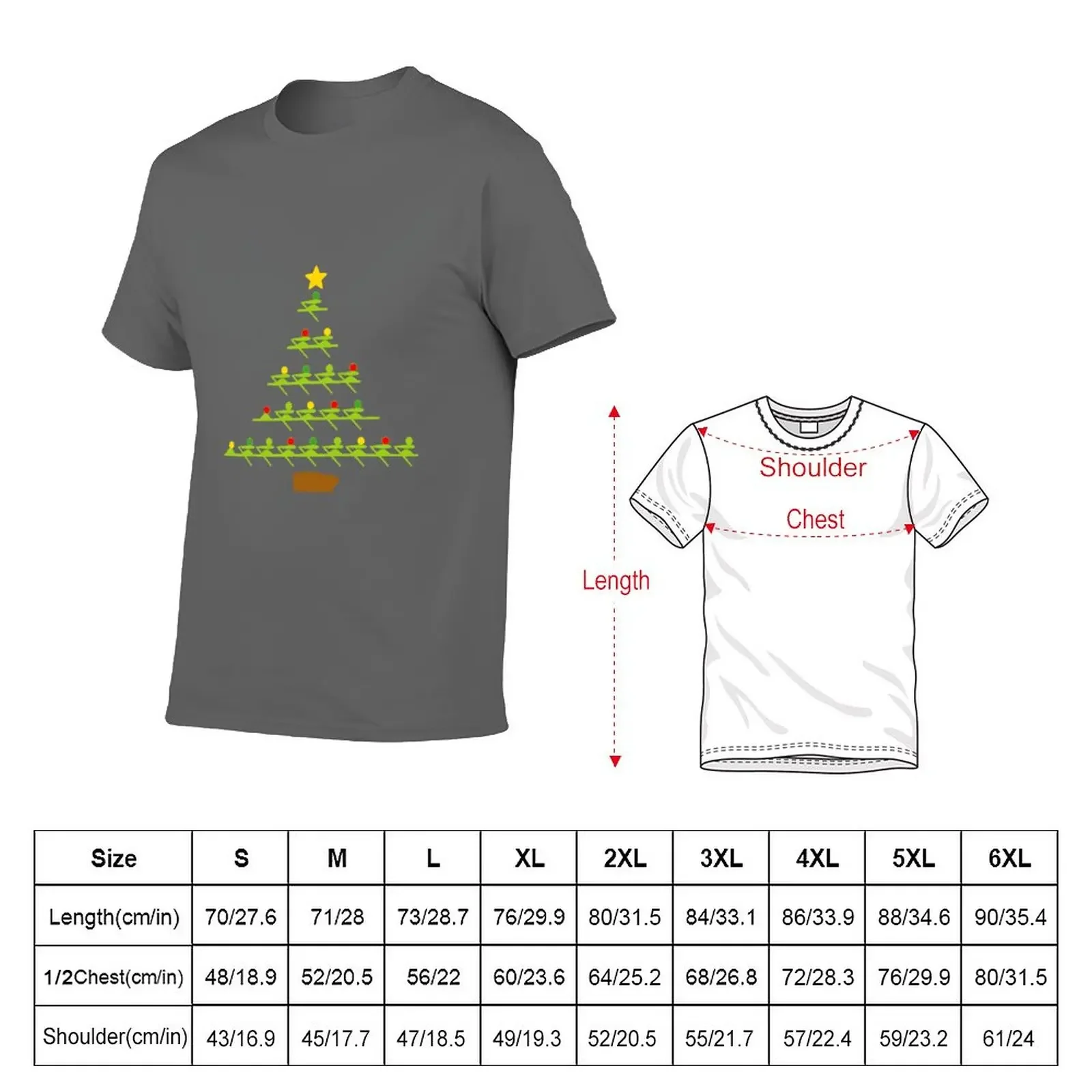 Rowing Holiday Tree T-Shirt korean fashion cute tops Aesthetic clothing mens graphic t-shirts funny