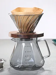 Leeseph Pour Over Coffee Maker with Dripper High Borosilicate Glass Coffee Pot Hand Drip Sharing Pot Filter Funnel Portable