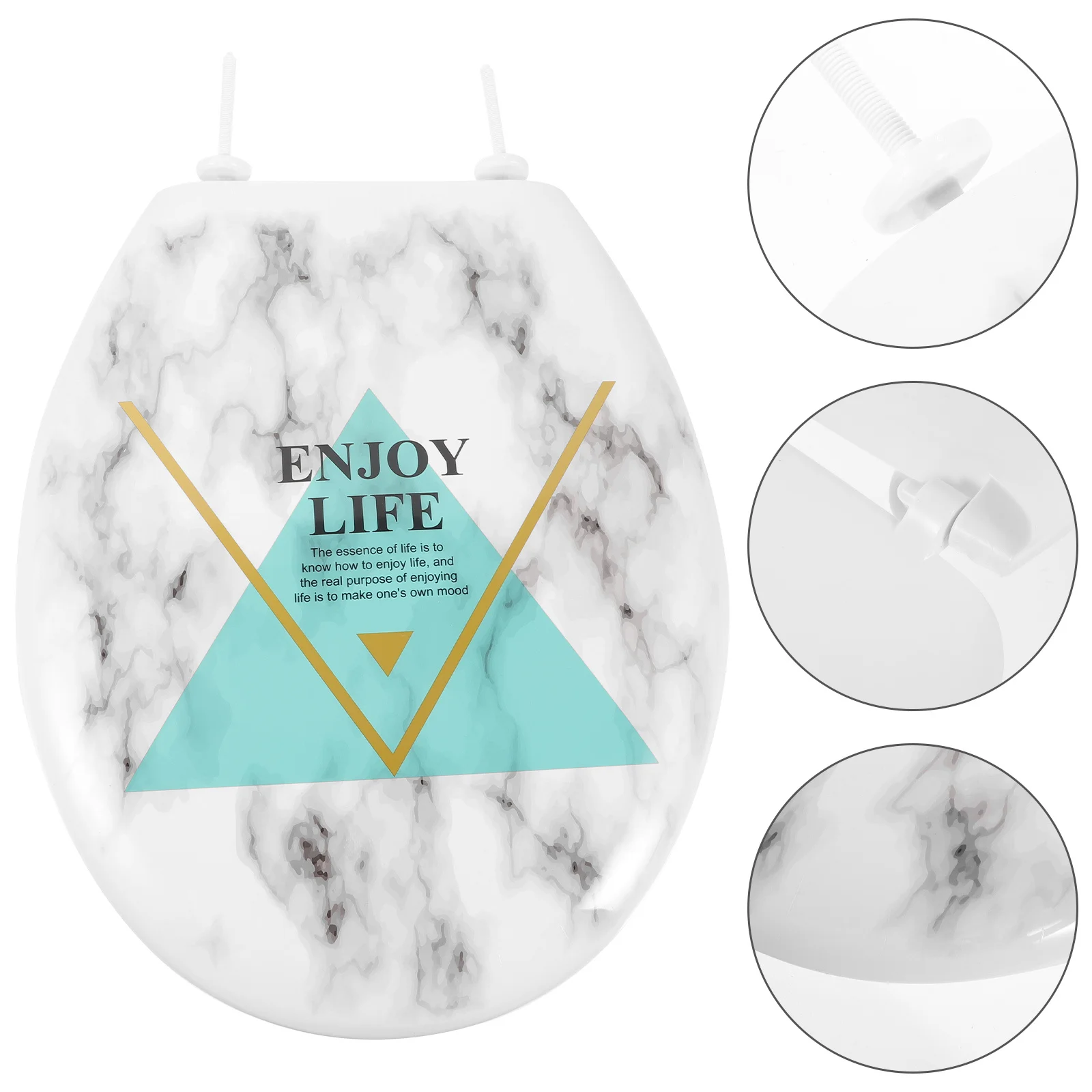 

Marble Plastic Toilet Seat Bathroom Marble Effect Home Plastic Toilet Seat Cover Quick Release Easy Install Strong Bearing