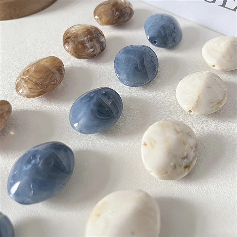 New arrived 40pcs/lot color print geometry Irregular ovals shape resin straight hole beads diy jewelry garment hair accessory