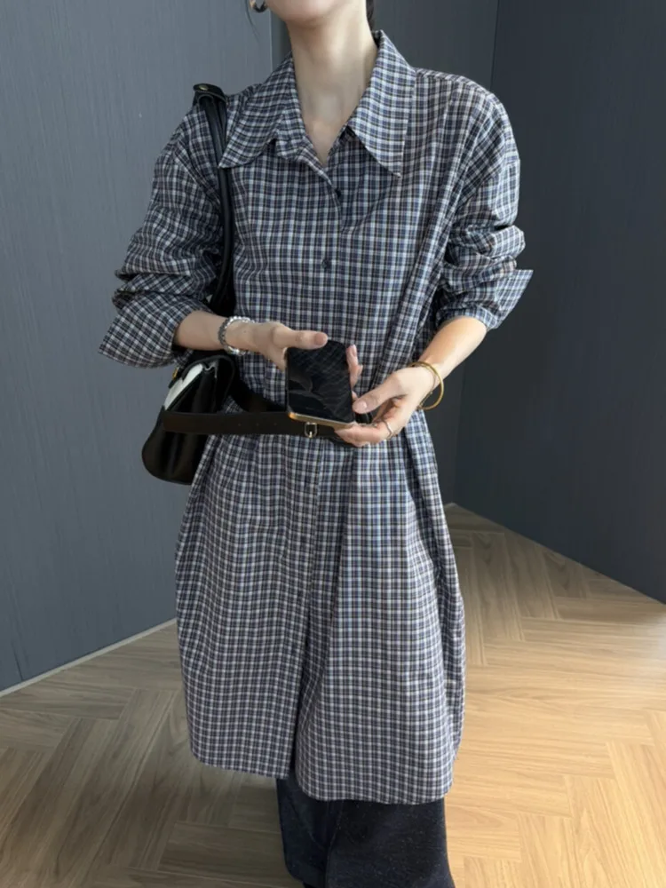 KWTX Camicia da donna con risvolto scozzese vintage, materiale di alta qualità, comoda, chic, casual, vestibilità oversize, stile retrò