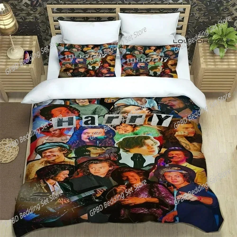Singer H-Harry-Styles Comfortable Duvet Quilt Cover Pillowcase Bedding Set Children Bedroom Decoration Home Textile