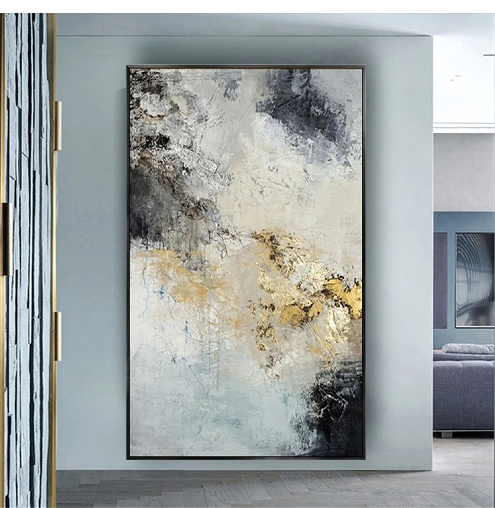 

Nordic Oil Painting Modern Gray Canvas Poster For Living Room Fashion Wall Art Picture Abstract Sea Cloud Handmade Mural Gir