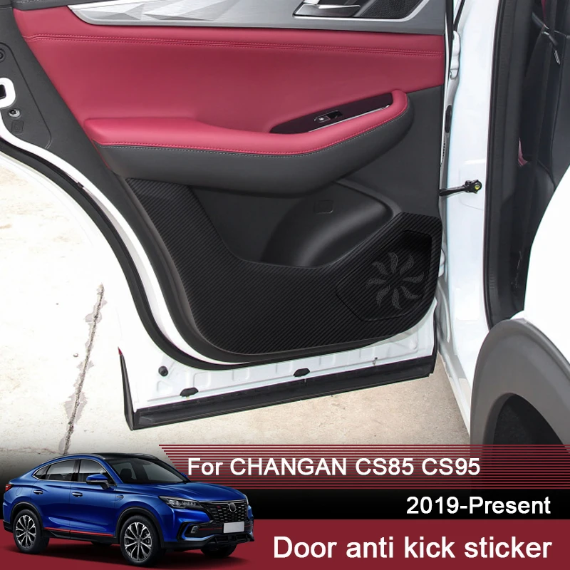 4 шт. для CHANGAN CS85 CS95 2019-2025, кожаная защитная пленка для дверей автомобиля, карбоновая наклейка, внутренние автоаксессуары