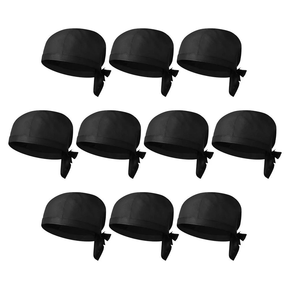 10 Pcs Trucker Hat Chef Black Cap Kitchen Serving Hats Printing Cotton Men and Women