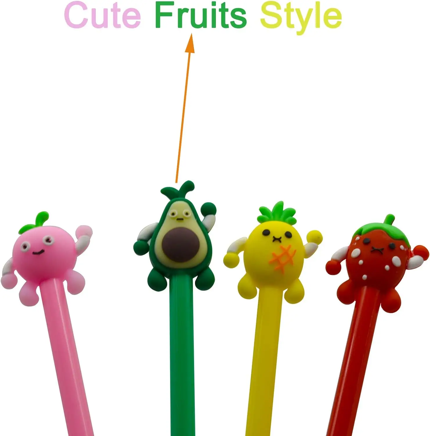 Fruit Shaped Ballpoint Pens Set Cute Kawaii Strawberry Pineapple Avocado for Girls School Kids Office School Supplies