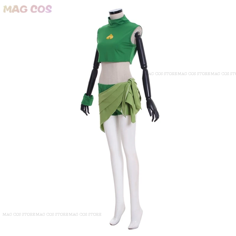 Anime Total Cos Drama Island Izzy Costume Cosplay abiti verdi Izzy Sexy senza maniche Crop Top pantaloni Set donna vestito di Halloween