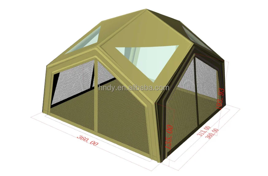 ST New Luxury Double Layer Four-Season Inflatable Camping Tent with PVC & Cotton One Bedroom Design for Dining Meetings
