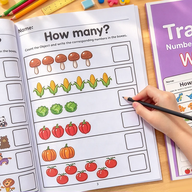 64-Page Children's Addition and Subtraction Math Workbook, Suitable for Ages 3 and Above, Early Learning Educational Activity Manual, Visual Counting and Problem-Solving Exercises, Enhances Number Sense and Basic Arithmetic Skills, Home Teaching and Classroom Math Resources.