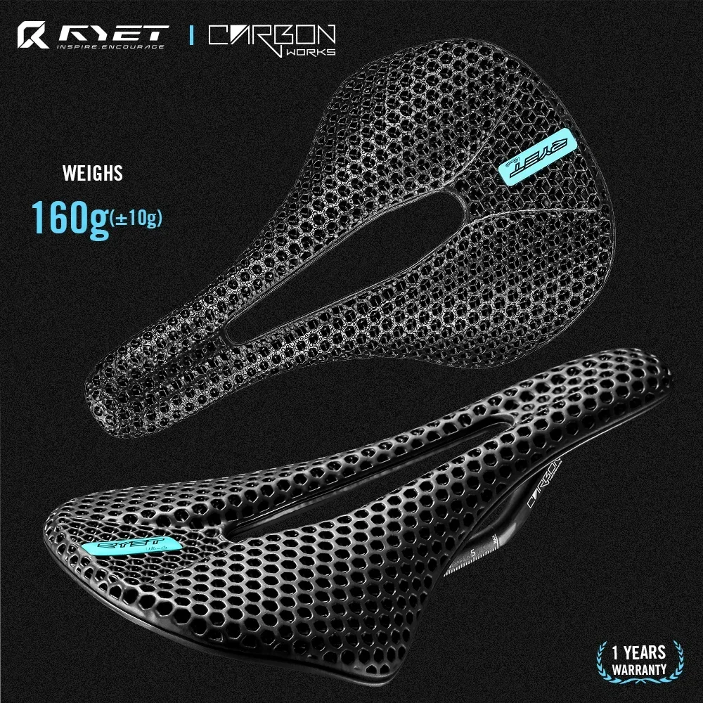 RYET 3D Printed Bike Carbon Saddle 140mm 143mm Super Light Road MTB Racing 3D/EVA  Saddles Bicycle Cushion Cycling Seating Part