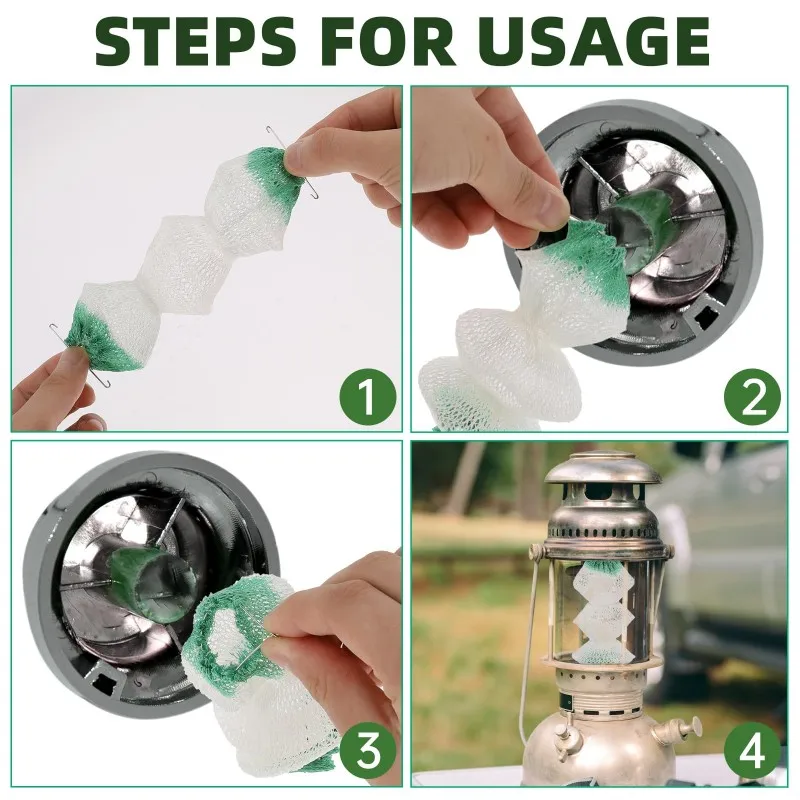 【COMELY】Gas Lamp Mantles 12 Pack 3-Layer Accordion Shape For Outdoor Lighting Lantern Mantles-Gas Lanterns