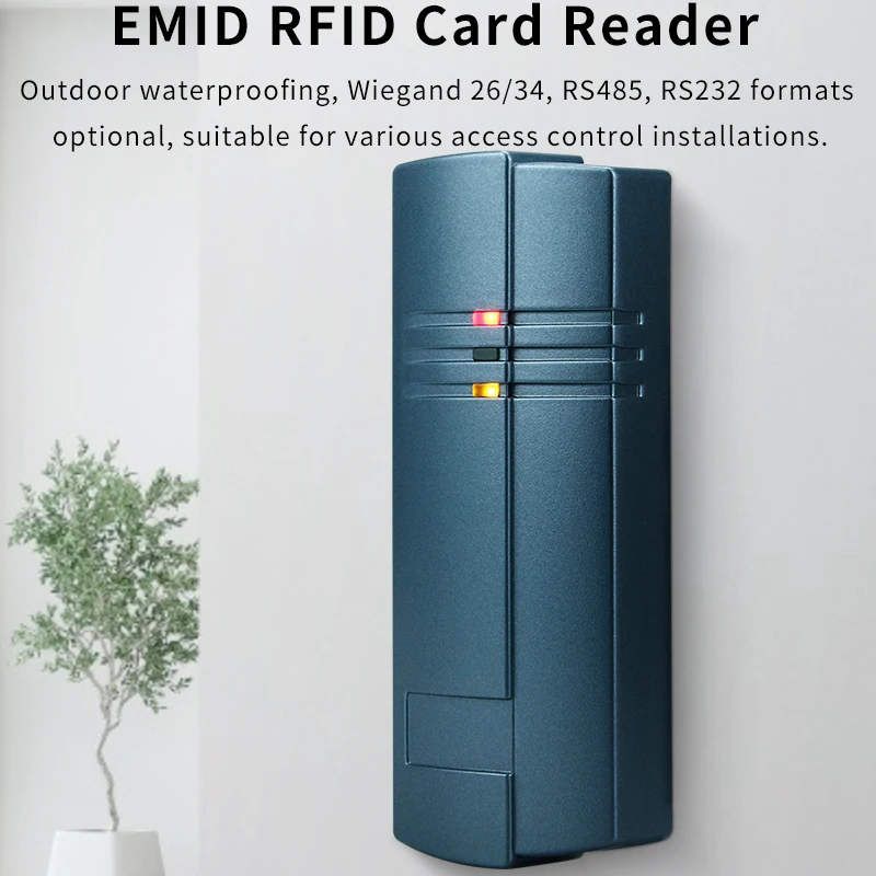 125KHZ EMID Proximity Access Control Card Reader, Waterproof Design,Wiegand26/34, RS232, RS485, UART TTL Format RFID Card Reader