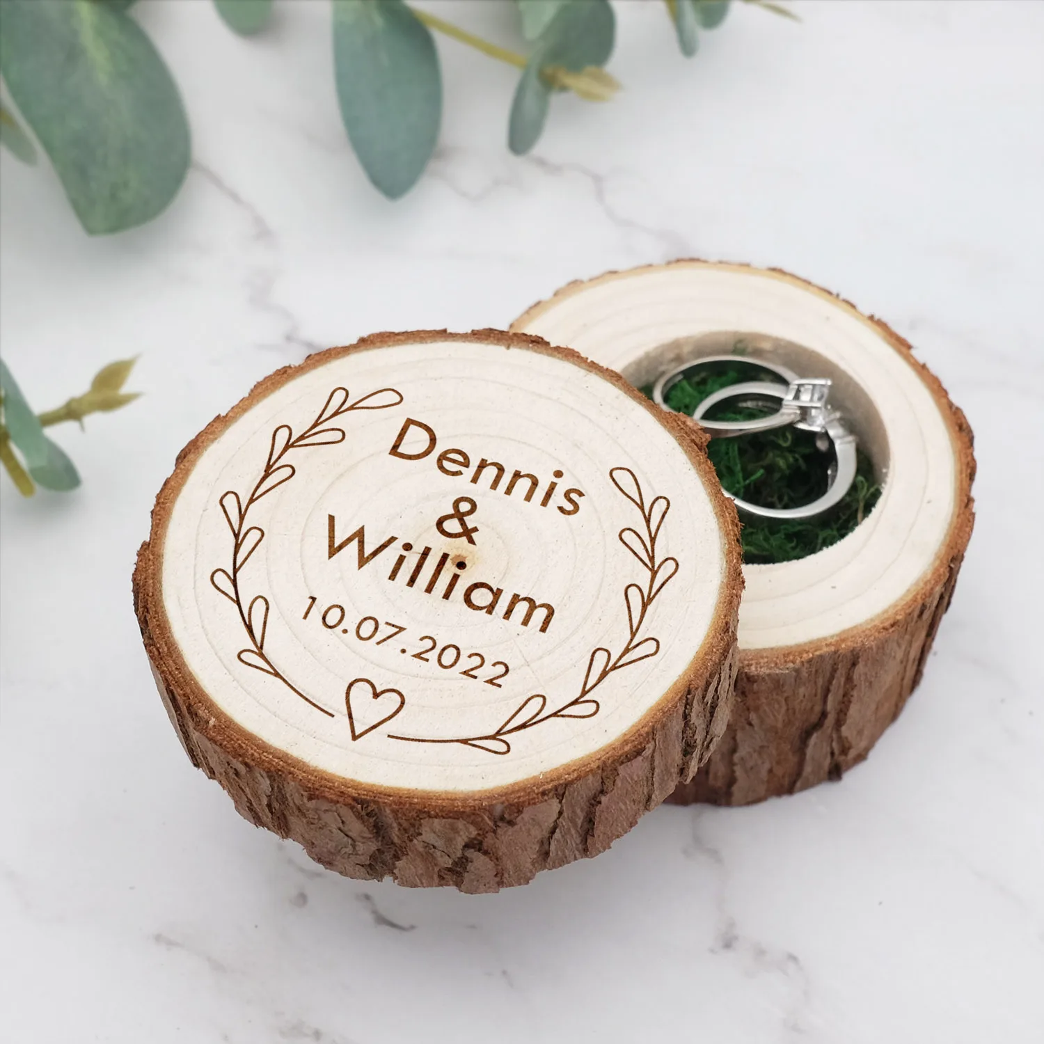 Custom Wedding Ring Box Engraved Wooden Ring Box Personalized Wedding Ring Holder Rustic Ring Bearer Custom Wedding Decor