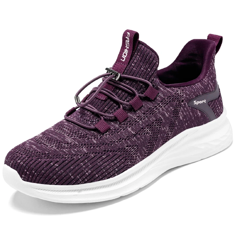 STRONGSHEN Women Shoes Spring and Autumn Flying Woven Wear-resisting Non-slip Walking Shoes Breathable Casual Shoes Mother Shoes
