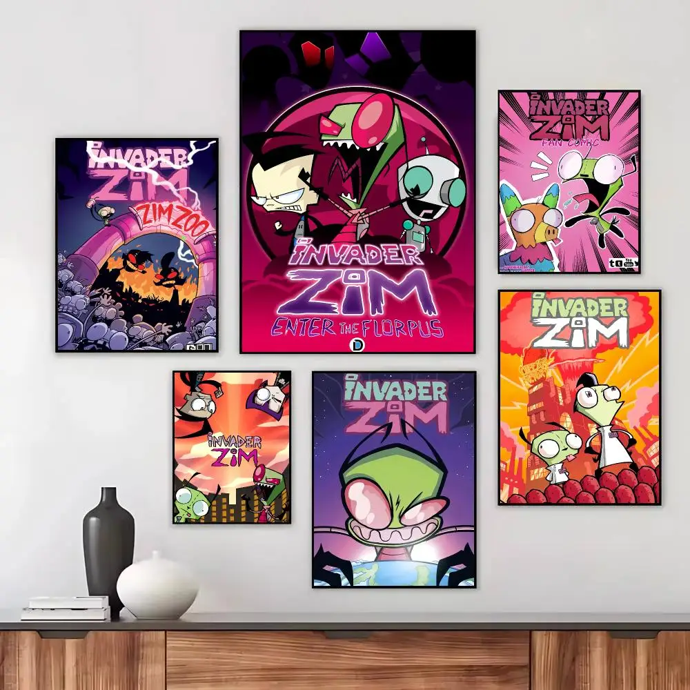 I-Invader Z-Zim Poster Wall Art Printed Decor Sticker Stylish Home Gift for Living Room Bedroom Corridor Cafe