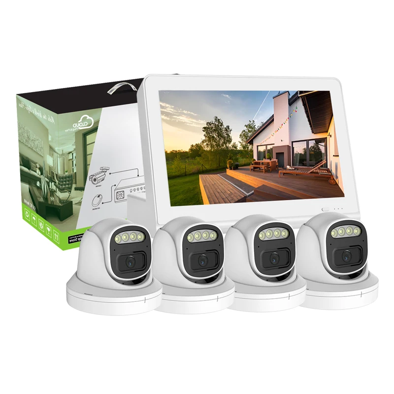 Hd Surveillance 4mp Ip poe camera system with screen 4ch poe nvr camera Kit set 4 channel nvr home security cctv system