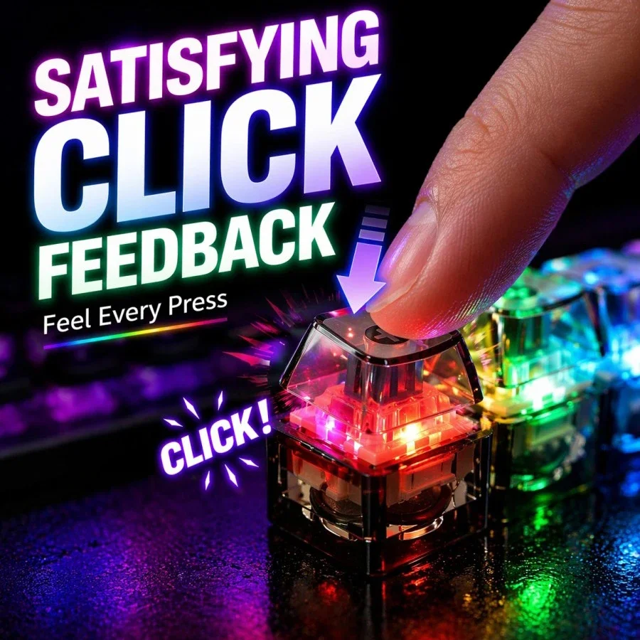 Light Up Keyboard Keychain, Stress Relief Clickable LED Button Clicker Toy for People with Anxiety Office Desk Accessory