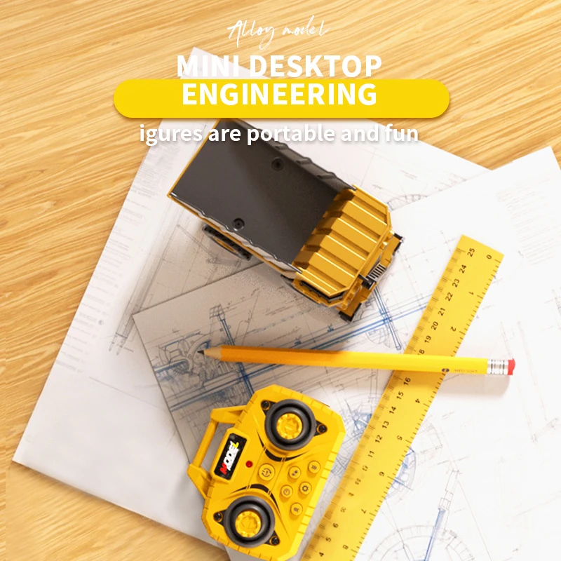 Camion Ribaltabile RC 1/64, Escavatore Telecomandato in Lega con Luci e Musica, Mini Auto Giocattolo in Lega, Modellino Veicolo, Regalo di Natale