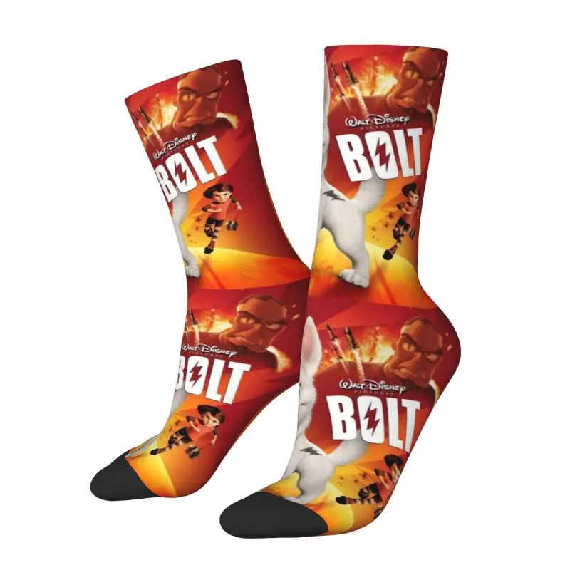 Cartoon Bolt Dog Men Women Crew Socks Unisex Cool 3D Print German Shepherd Dress Socks