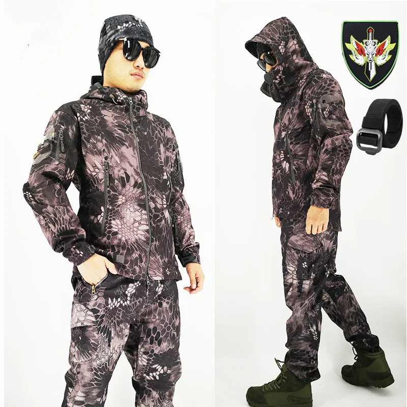 

Soft Shell Tactical Training Army Outdoor Winter Wear Fur Thickened Waterproof Windproof Skiing Fishing Charge Suit Set