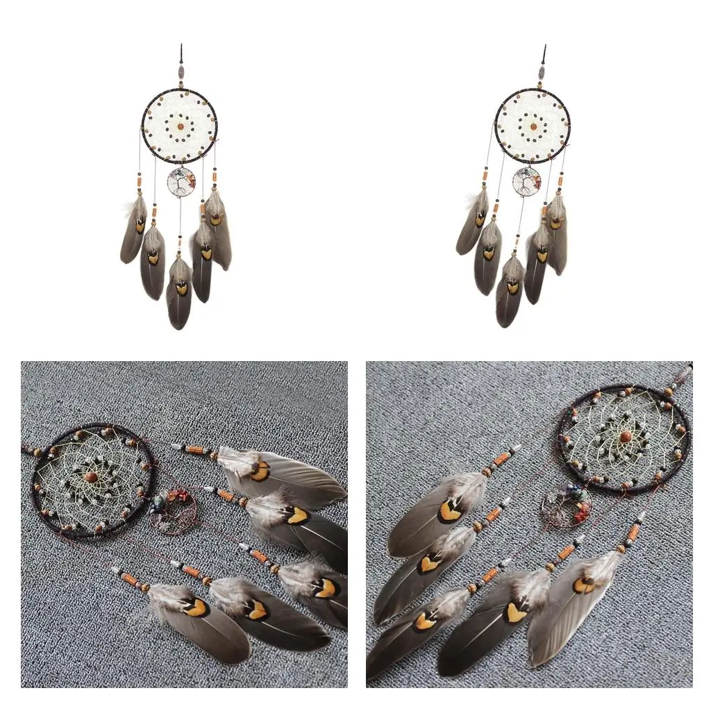 2x Handmade Vintage Style Large With Feather Wall Hanging Gift