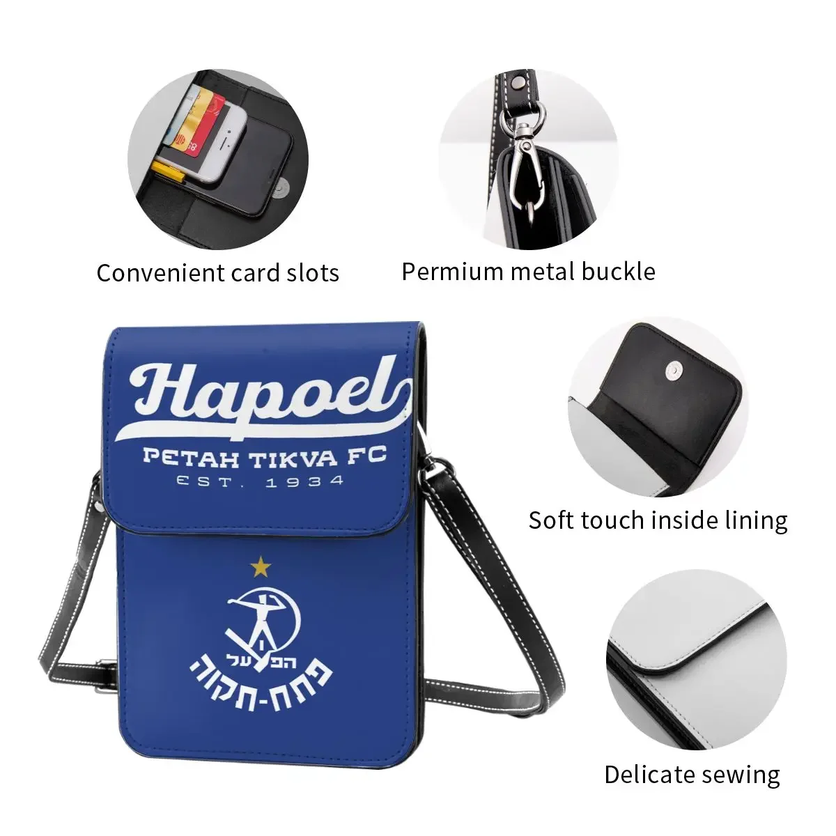 Hapoel Petah Tikva Crossbody Wallet Cell Phone Bag Shoulder Bag Cell Phone Purse Adjustable Strap
