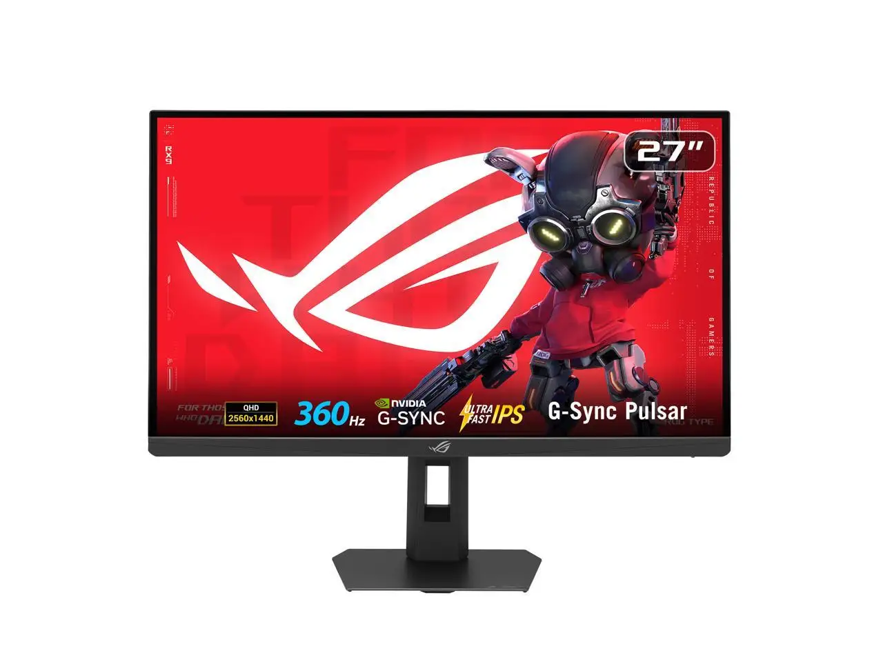 ASUS ROG STRIX 27" QHD 2K 1440P 360Hz DUAL MODE to 25" Full HD IPS AMD FreeSync Premium & G-Sync Pulsar Technology HDR400 with Height Adjustable, Swivel, Pivot & Tilt Stand XG27AQNGV