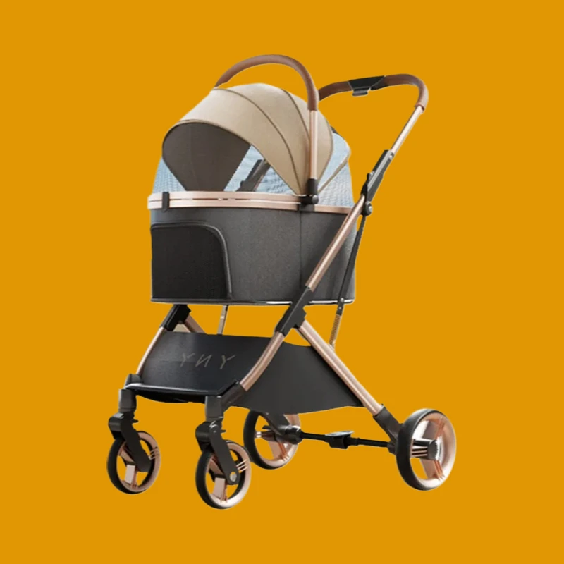 Luxury Detachable Pet Stroller with Removable Carrier 2026 One-Click Fold Travel System for Small Medium Dog Cat High-End Design