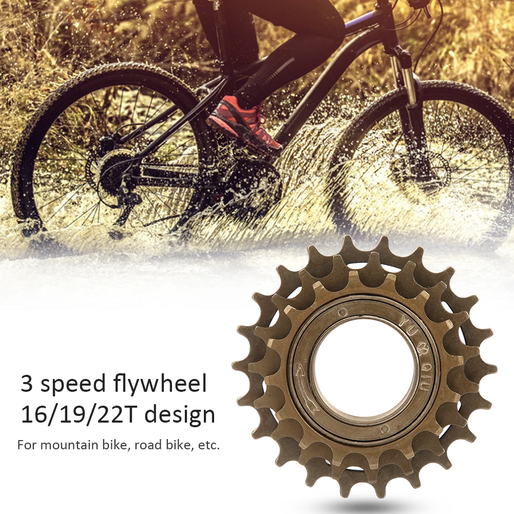 16/19/22T Metal 3 Speed Flywheel Freewheel Accessory for Mountain Road Bike 3 Speed Flywheel Bicycle Parts Cycling Accessories