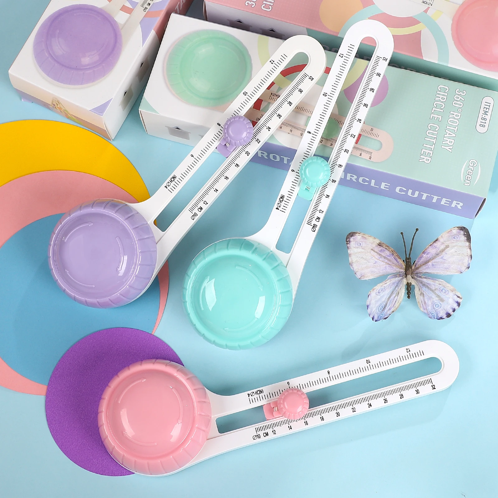 Multifunctional Macaron Color 360 Degrees Rotary Circular Paper Cutter Creative DIY Journal Material Student Supplies Stationery