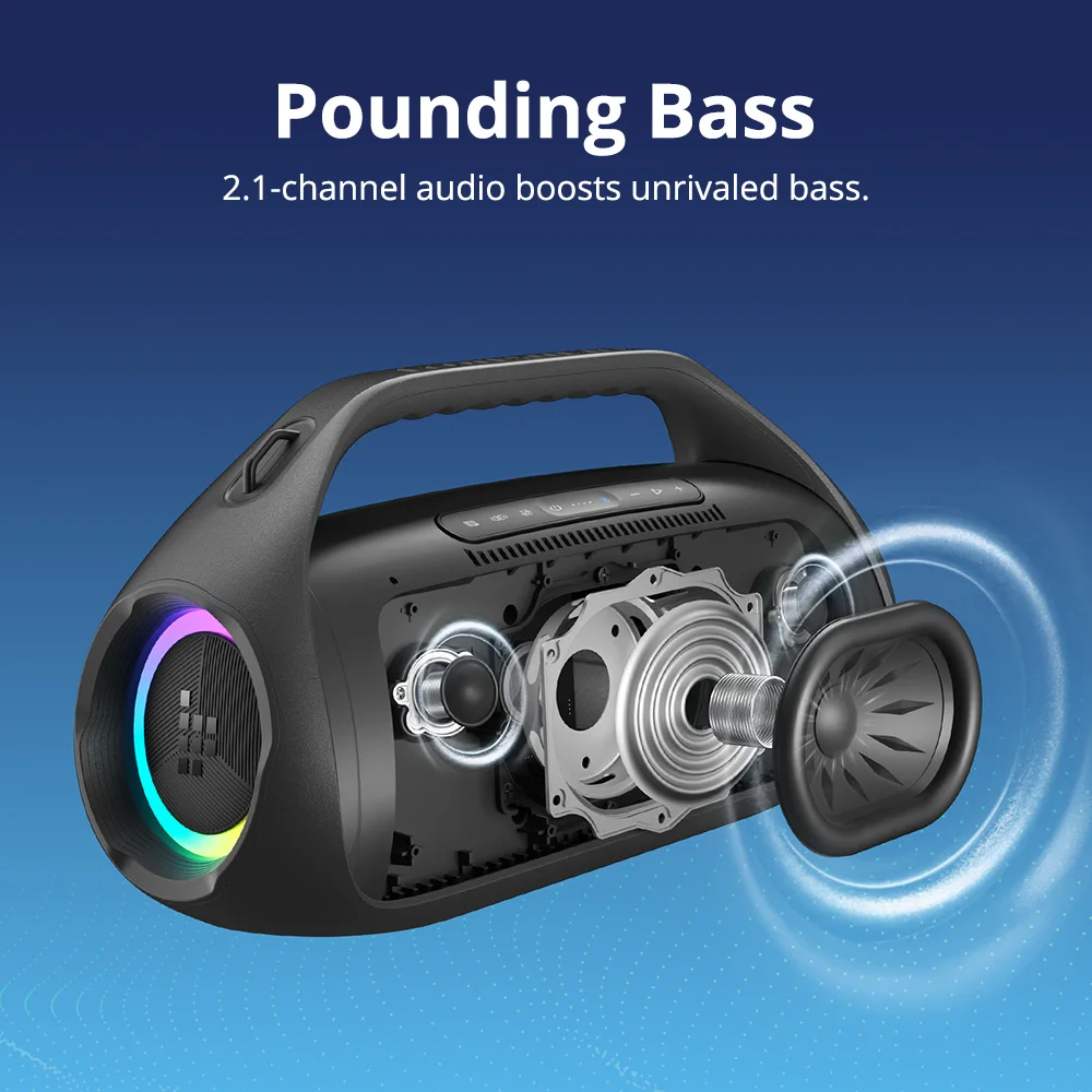Tronsmart Bang 2 مكبر صوت بلوتوث 90 وات مع وضوح 2.1 قناة، وقت تشغيل 26 ساعة، صوت واضح 105 ديسيبل، مكبر صوت Snyc 100