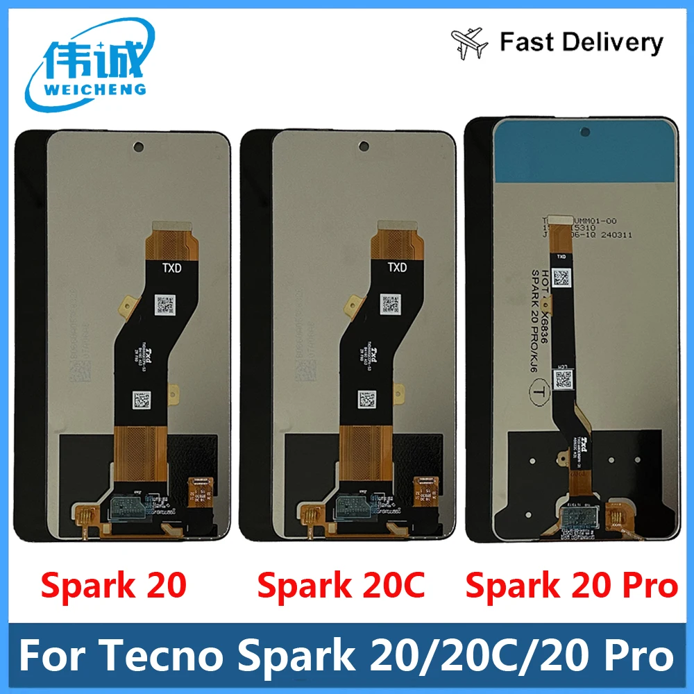 

For Tecno Spark 20 Pro KJ6 LCD Display Spark 20C BG7 LCD Screen Touch Panel Digitizer For Tecno Spark 20 KJ5 LCD Sensor Display